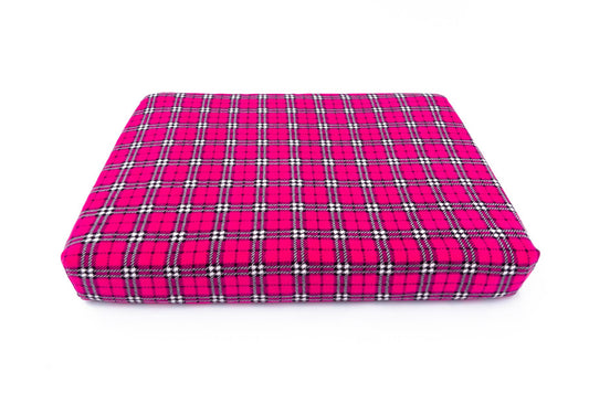 Pink Tartan Memory Foam Dog Bed-0