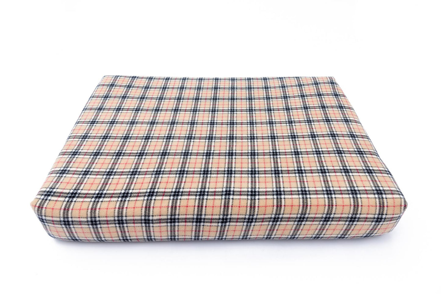 Beige Tartan Memory Foam Dog Bed-0