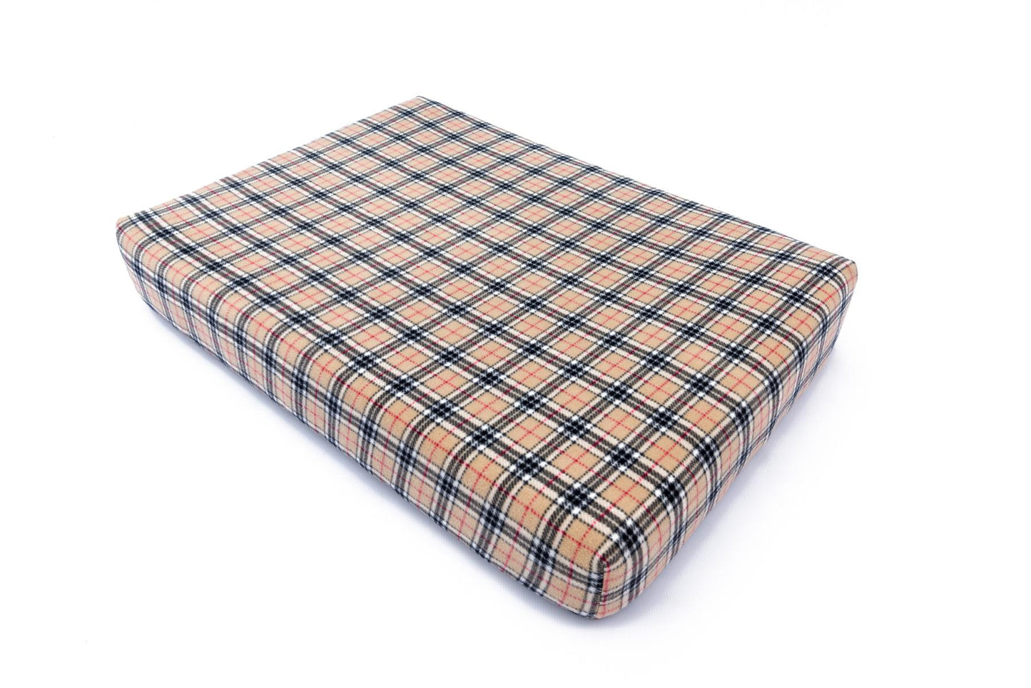 Beige Tartan Memory Foam Dog Bed-1