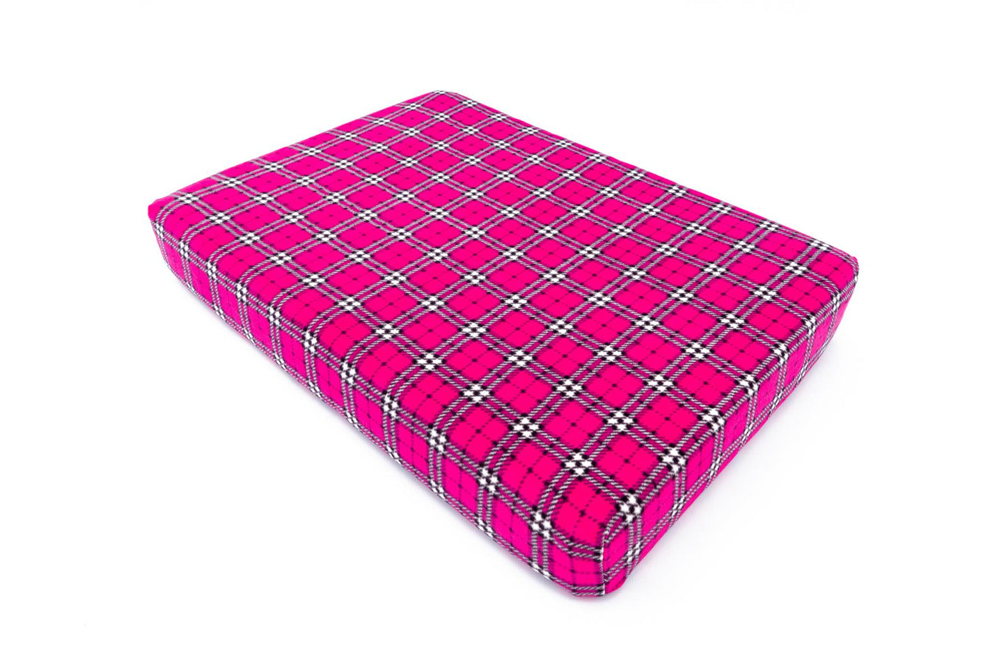 Pink Tartan Memory Foam Dog Bed-1