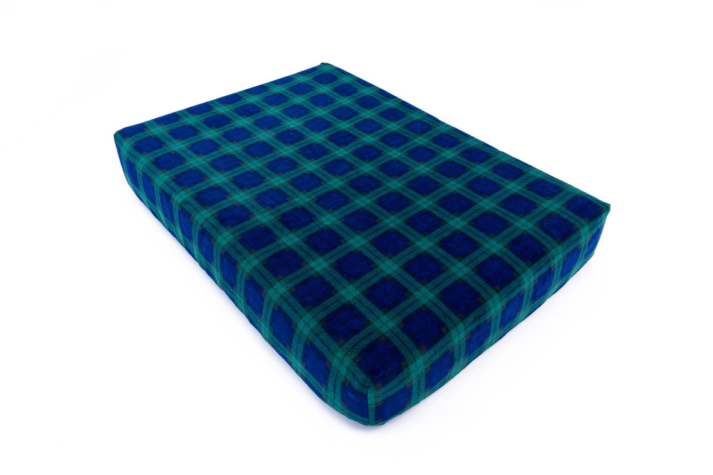 Blue and Green Tartan Memory Foam Dog Bed-1
